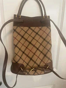 BROOKS BROTHERS-women’s Brown Plaid Wool / Italian Leather Backpack - Picture 1 of 16