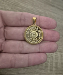 Remembrance Poppy Pendant 24k Gold Finish 999 Copper Lest We Forget - Picture 1 of 3
