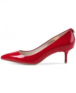 Michael KORS FLEX CLASSIC RHUBARB RED POINTY TOE GOLD LOGO PUMPS I LOVE SHOES - Picture 1 of 5