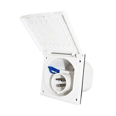 HABA Presa Esterna TIPO CEE 220/230V colore bianco per Caravan Camper Barca Roulotte