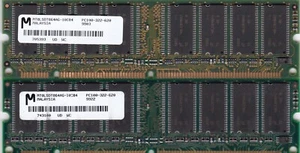 128MB 2x64MB PC-100 Micron Memory Kit PC100 3.3V SDRAM 8Mx64 MT8LSDT864AG-10CB4 - Picture 1 of 3