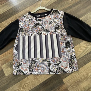 Top trasparente TOPSHOP taglia 8 nero floreale/a righe - Foto 1 di 17