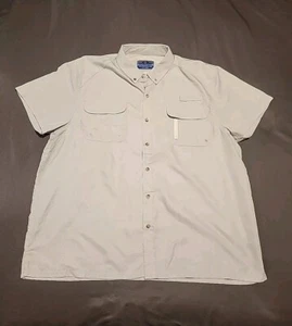 X-Caster By Tallwoods Beige Short Sleeve Vented Fishing Shirt UPF 30 Mens XXL - Picture 1 of 9