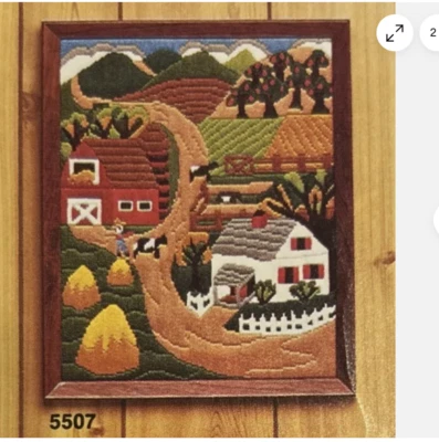 VTG Artcraft Concepts Country Landscape 5507 Longstitch Crewel B&W PATTERN ONLY - Image 1 of 4
