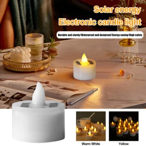 Solar Tea Light Led Candles Flameless Outdoor Waterproof Tea Lights Rechargeable - Picture 1 of 22