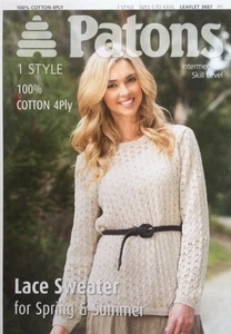 Patons Lace Sweater Spring & Summer Knitting Pattern Leaflet 3887 New Free P&P - Picture 1 of 1