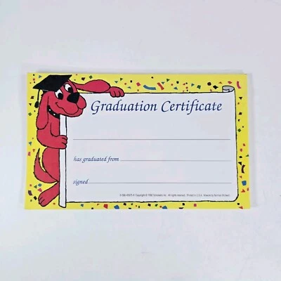 1992 Винтажный Clifford выпускной сертификаты подушечка - 34 сертификатов ~ 7 «X 4,25» - Изображение 1 из 2