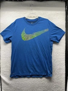 Nike Shirt Herren L Large Blau Kurzarm Dri-Fit Large Check Logo Active Tee - Bild 1 von 13