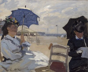 CLAUDE MONET Art Poster or Canvas Print "The Beach at Trouville" - Picture 1 of 1