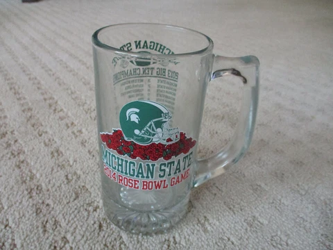 2014 Rose Bowl Champions Michigan State Spartans Glass Mug New * Cover