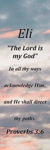 Eli "The Lord is my God" Keepsake Name Meaning Bookmark with Verse and Tassel - Picture 1 of 2