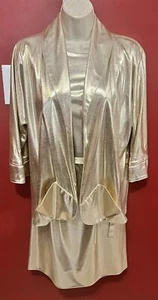 De Weese Design 2 Pc Dress Suit / Set Womens Size 6 ? Metallic Gold OOAK VINTAGE - Picture 1 of 12