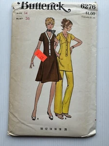 Butterick 6276 Misses Kleid Tunika & Hose Schnittmuster Größe 14 B36 Vintage - Bild 1 von 3