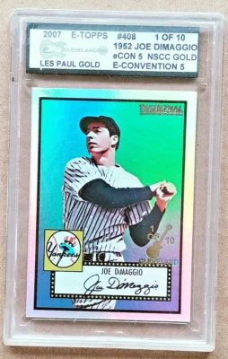 Joe Dimaggio 2007 E-Topps Cleveland 1/10 Les Paul Gold NSCC Gold eCON5 - Image 1 of 2