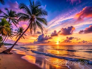 BEACH  SUNSET DIGITAL IMAGE Postcard Wallpaper Background Desktop Digital - Picture 1 of 1