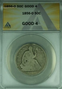 1856-O Seated Liberty Silver Half Dollar 50c Coin ANACS GOOD-4 (44) - Picture 1 of 2
