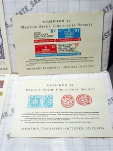 2x MEMPHEX 1974 Memphis Tennessee Stamp Collectors Society souvenir card sheets - Picture 1 of 2