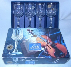 Cristal d'Arques Longchamp 1.5 oz  24 % Lead Stemware - Set of 4 Boxed France - Picture 1 of 9