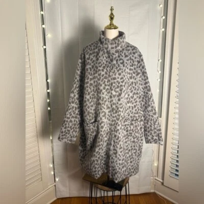 Antigua chaqueta de peluche gris y blanco azul marino de felpa de gran tamaño Foto 1 de 4