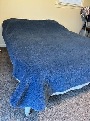 Manta Matisse Edredón Queen Terciopelo Azul Lands End De Colección Foto 1 de 4