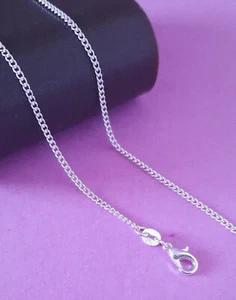 20" INCH 925 STERLING SILVER FILLED CURB CHAIN NECKLACE FOR WOMEN/GIRLS UK - Picture 1 of 4
