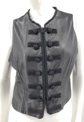 Tannery West Black Leather Vest Womens Size Small Zippered - Image 1 of 4