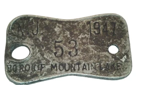 BORO OF MOUNTAIN LAKE NEW JERSEY DOG TAG TAX 1947 #53 - Picture 1 of 3