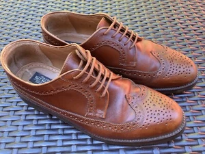Vintage Men’s J. Peterman Wingtip Dress Shoes Brown 10.5 - Picture 1 of 7