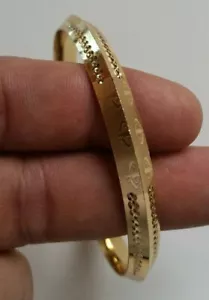 NEW Gold Plated Laser Engraved Khandas Sikh Singh Khalsa Kara Bangle Kada D9 - Picture 1 of 12