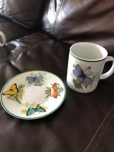 4”  Mug & Saucer National Wildlife Federation Blue AMERICAN BUTTERFLY  - Picture 1 of 3