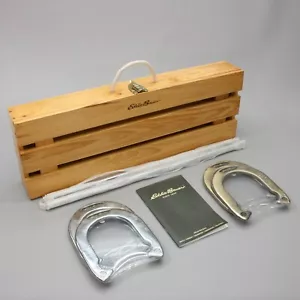 Juego de herradura Eddie Bauer aluminio cepillado acabado plata y bronce caja de madera - Imagen 1 de 7