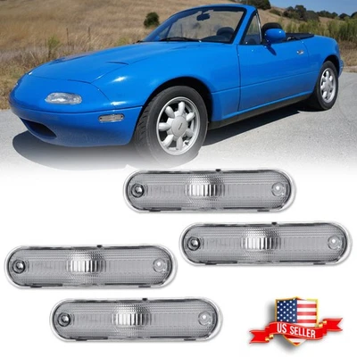 4PCS Clear Lens Front & Rear Side Marker Lights For 1990-2005 Mazda Miata MX-5 - Image 1 of 4