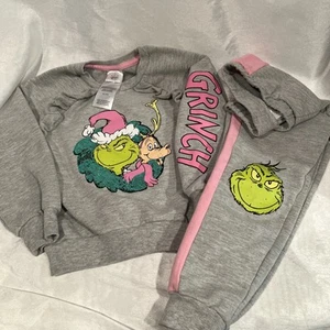 Dr. Seuss The Grinch Print Sweatpants + Sweatshirt Size 5 - Christmas Jogger Set - Picture 1 of 6