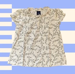 Gap Kids Girl’s Floral Short Sleeve Shirt Pleated Button Front Ruffle Collar 4/5 - Picture 1 of 7