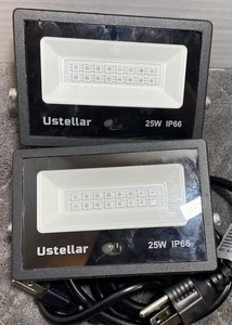 Ustellar 25W IP66 RGB LED 2 Flood Lights Working No Remote Included Color Change - Picture 1 of 14