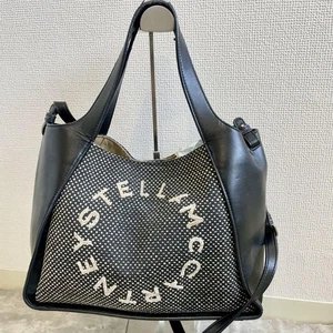 Borsa tote stella McCartney cerchio logo jacquard nera 2 vie tracolla donna originale - Foto 1 di 12