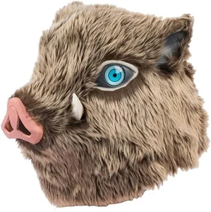 Inosuke-Maske, Dämonen-Wildschwein-Maske, voller Kopf, grau - Bild 1 von 6