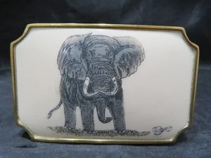 BTS HEBILLA DE CINTURÓN DE LATÓN MACIZO COLECCIÓN DE DISEÑADORES POR DOYLE YANCEY ELEPHANT - Imagen 1 de 10