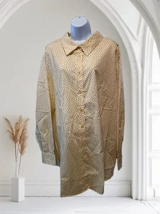 Woman Within Sz 3X Button Front L/S Blouse, Yellow/Black Geometric. NS-22 - Picture 1 of 8