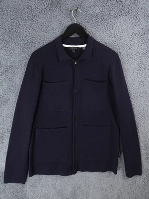Cárdigan Ted Baker Hombre Medio Azul Marino Tareas Bolsillos Trabajador Sobrecamisa Oi Polloi Foto 1 de 4