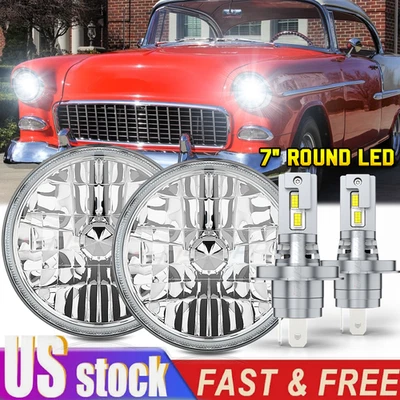 Par de faros LED redondos de 7 pulgadas haz alto/bajo aptos para Chevrolet Bel Air 1953-1957 Foto 1 de 4