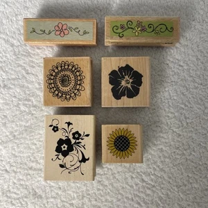6 Rubber Stamps Floral Themed - Picture 1 of 10