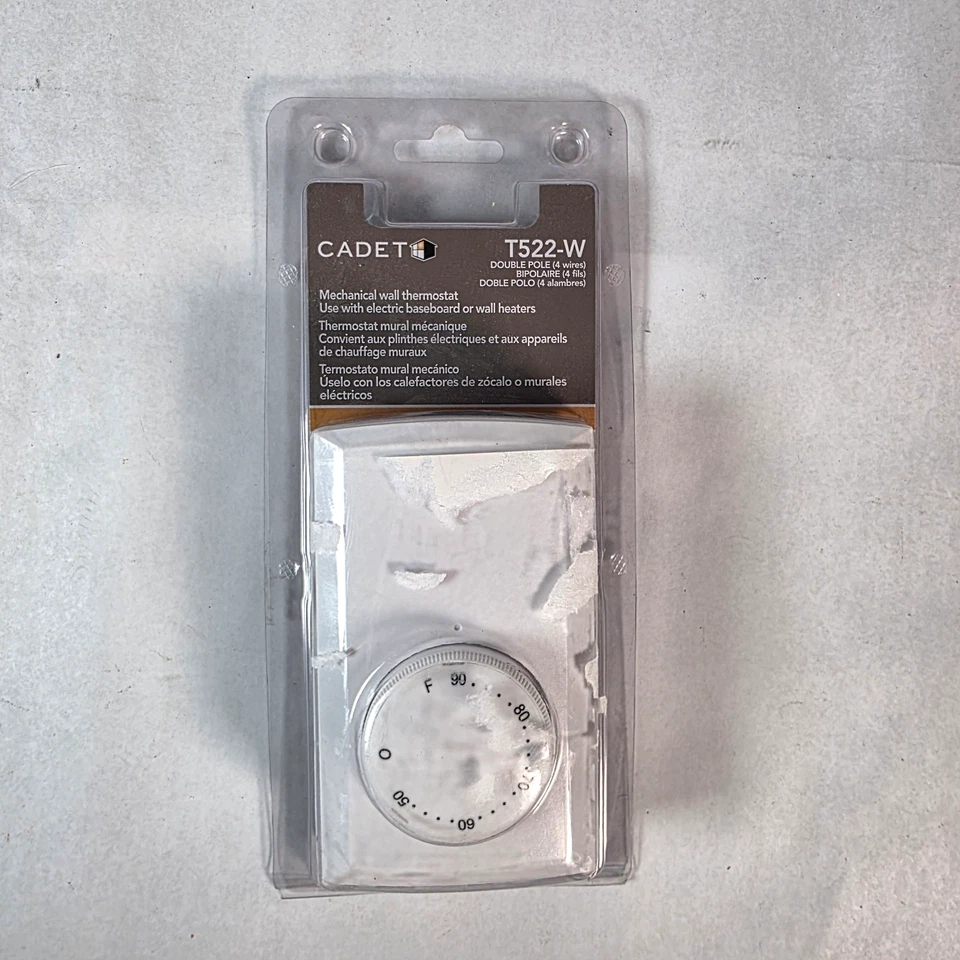 Termostato de pared Cadet T522-W doble poste para calentadores de zócalo 22A 120/240V NUEVO Foto 1 de 2