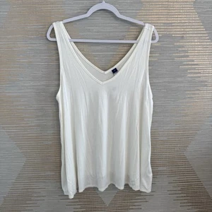 Old Navy Luxe Women's Size 2X Ivory Off White Sleeveless V-neck Tank Top A11 - Picture 1 of 4