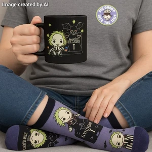 Beetlejuice Taza y Calcetín Set de Regalo 17oz Taza, Calcetines y Pegatina Edad 13+ - Imagen 1 de 3