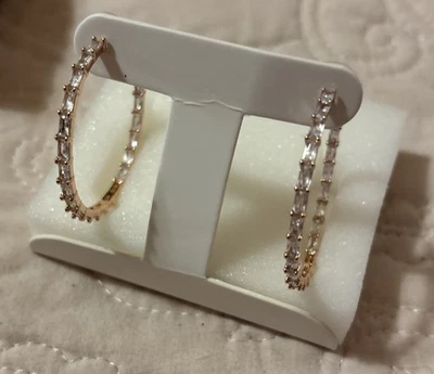 Bomb Party Simply Hoops RBP7597 The Naomi Hoop Diamond CZ on Rose Gold - Image 1 of 4