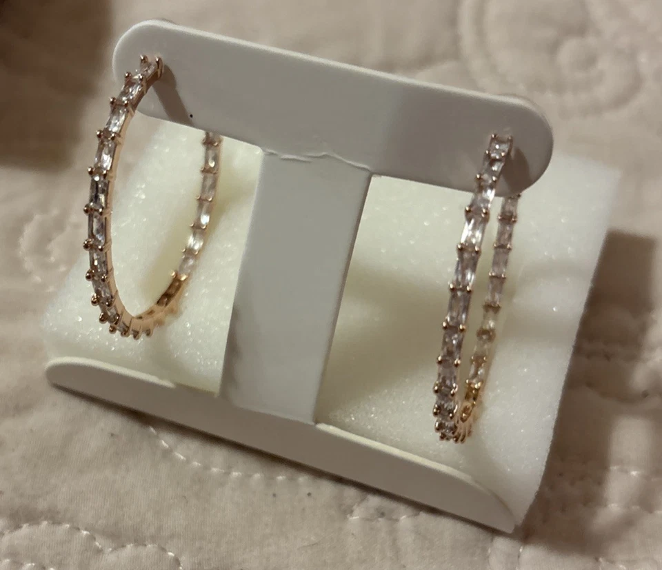 Bomb Party Simply Hoops RBP7597 The Naomi Hoop Diamond CZ on Rose Gold - Image 1 of 4