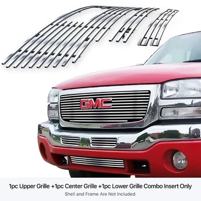For 03-06 GMC Sierra 1500/2500HD/3500 304 Stainless Steel Billet Grille Combo - Image 1 of 4