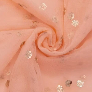 Indian Net Fabric 4YD Dressmaking Tunic Top Material Sewing Sequins Fabric 42"W - Picture 1 of 2