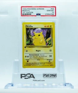 2000 WOTC POKEMON TCG GERMAN PIKACHU 1ST EDITION PSA 10 GEM MINT 58/102 BASE SET - Picture 1 of 2